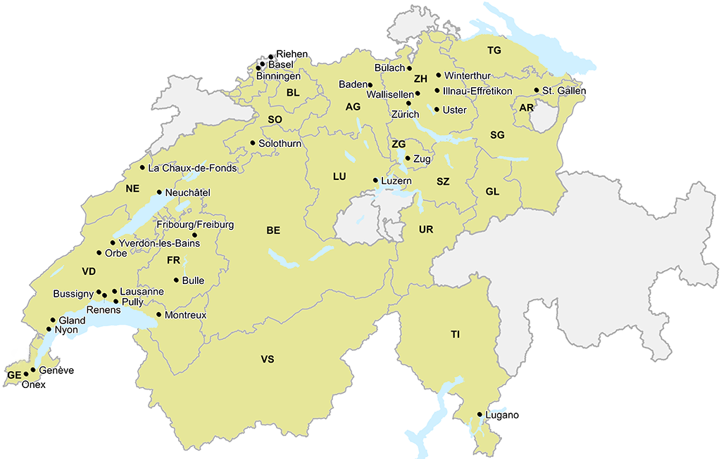 Cartina Cercle Indicateurs: Cantoni e città partecipanti